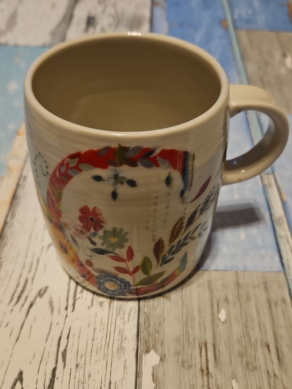 Anthropologie By Starla E Halfmann Monogram Letter "C" Petal Palette Coffee Mug
